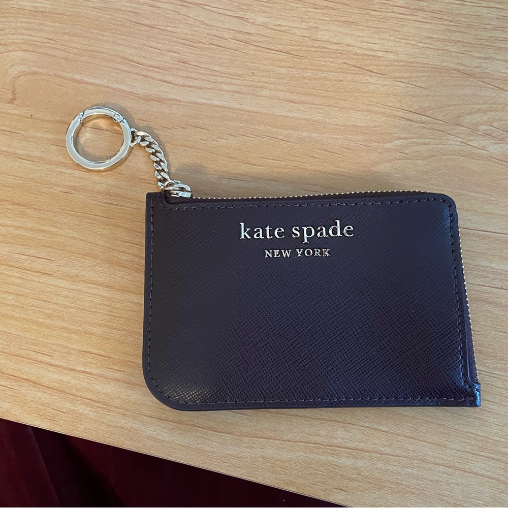 Kate Spade Cameron Medium Zip Card Holder Saffiano Leather Chocolate (020)